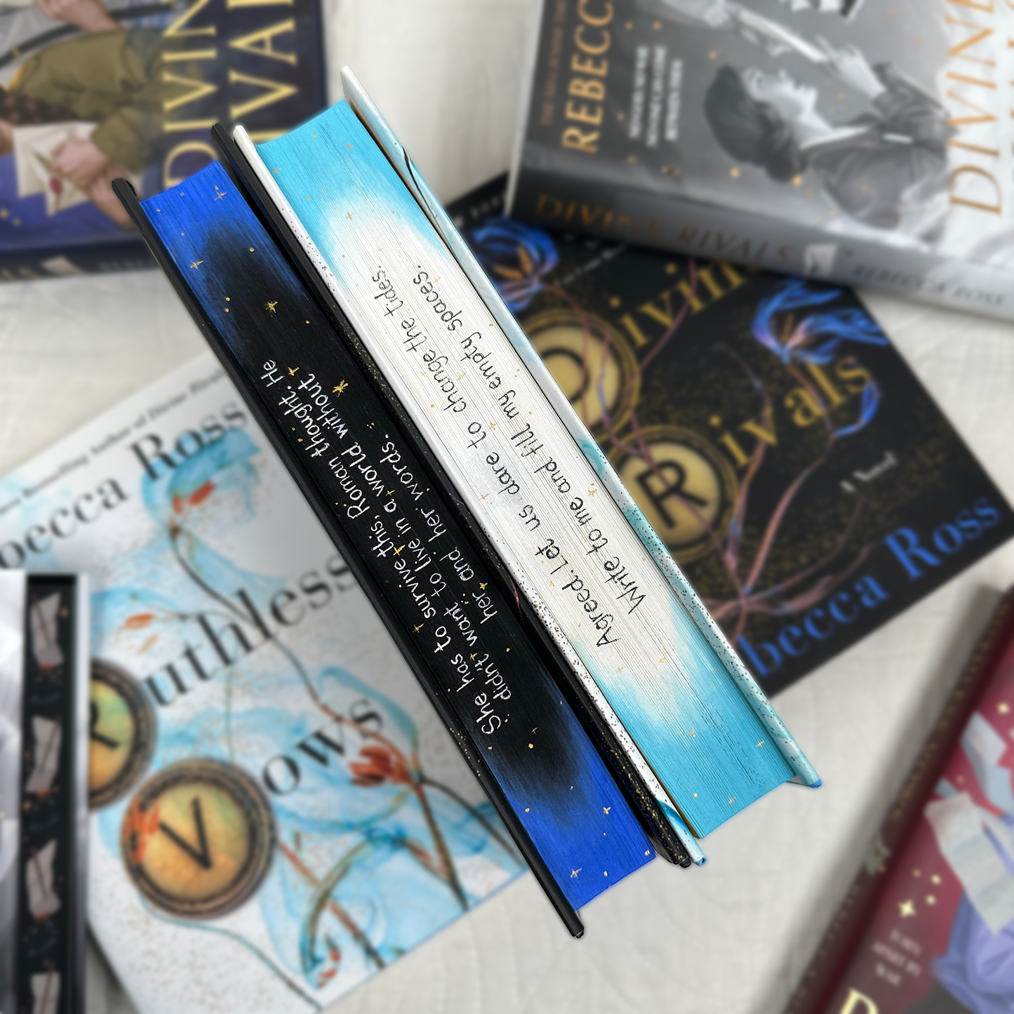 Seconds - Divine Rivals and Ruthless Vows Hand Painted Set by Rebecca Ross with Customizable Quotes