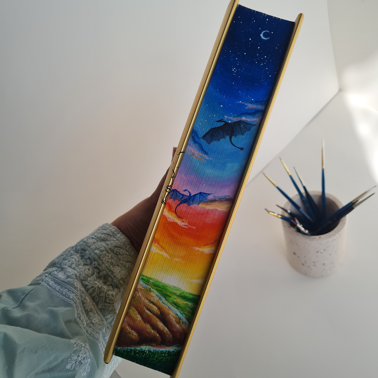 Pre-Order - Fourth Wing by Rebecca Yarros Hand Painted Custom Fore Edge Book