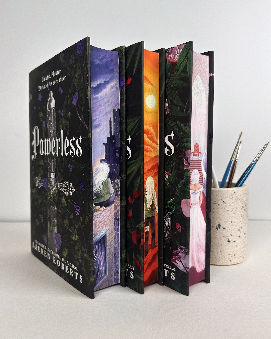 Powerless by Lauren Roberts Hand Painted Fore Edge Special Edition Book Set