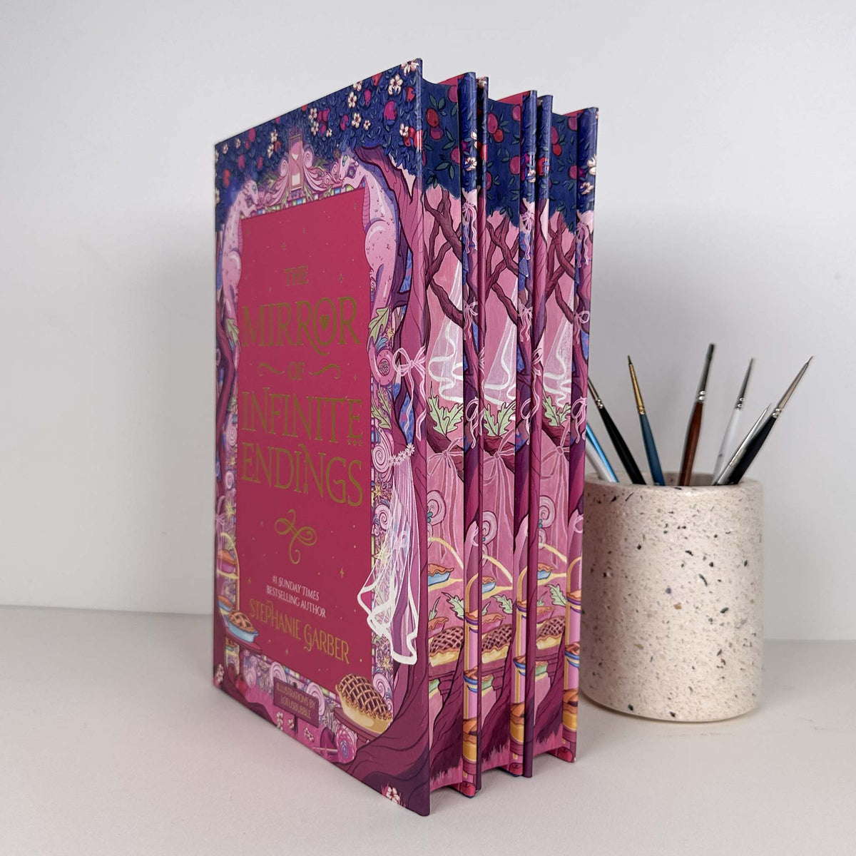 The Mirror of Infinite Endings by Stephanie Garber Hand Painted Custom Fore Edge Book