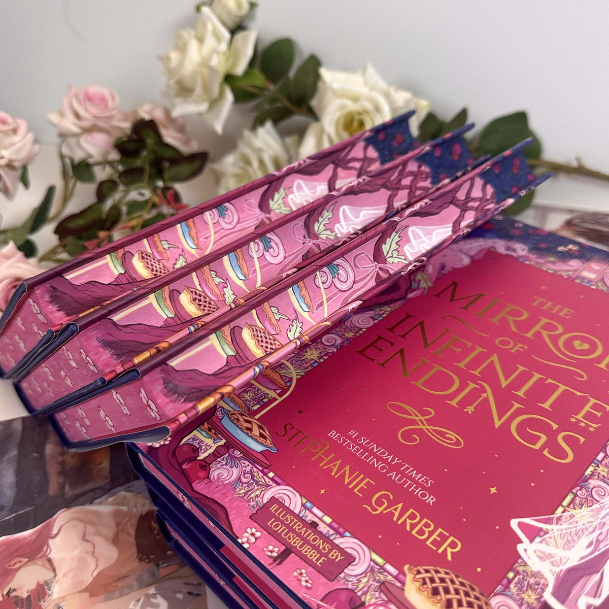 The Mirror of Infinite Endings by Stephanie Garber Hand Painted Custom Fore Edge Book